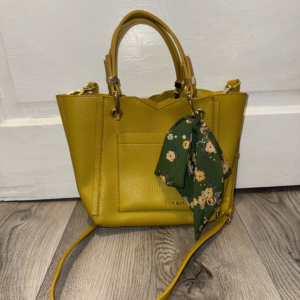 Steve Madden Mustard Tote with Floral Accent